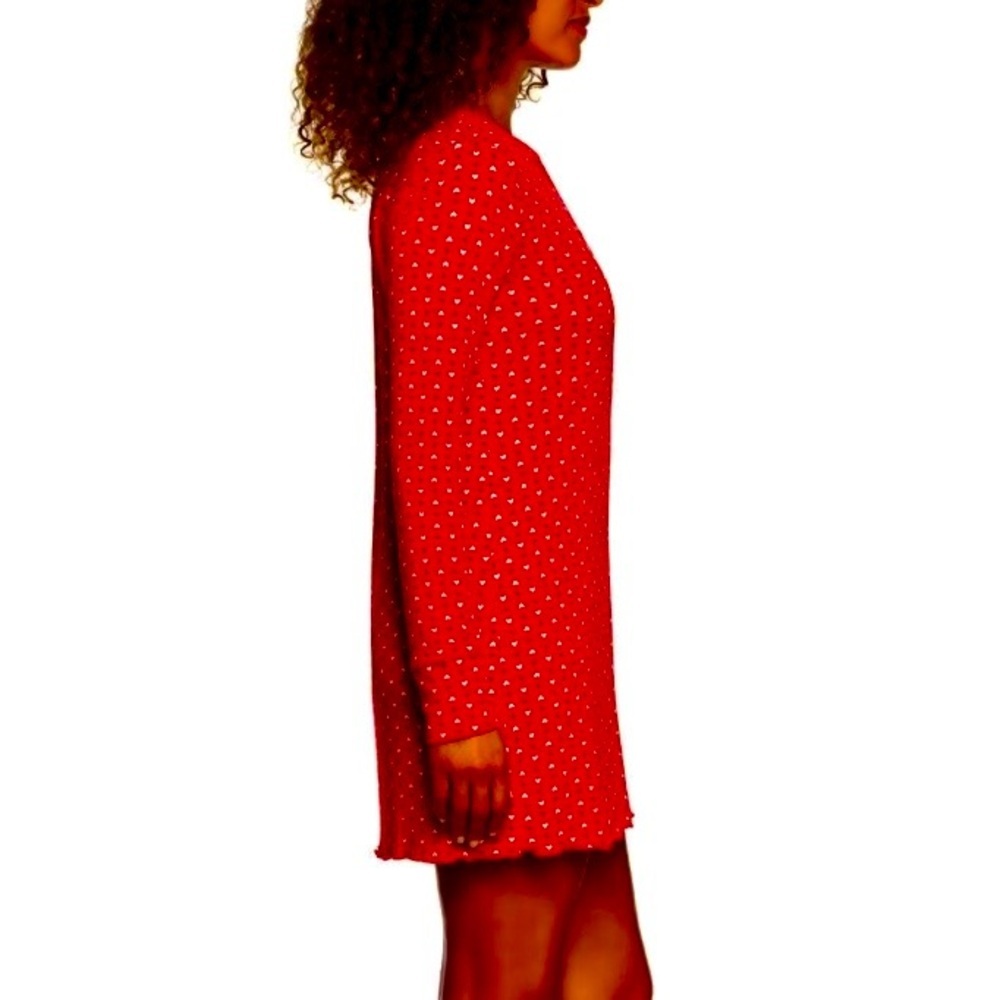 🤍LOFT Woman’s Knit Henley Sleep Dress Nightgown Valentine’s Day Hearts Love - Picture 9 of 10